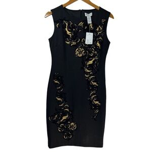 Carmen Marc Valvo Women's Crushed Velvet Dress Black Size 4 NWT